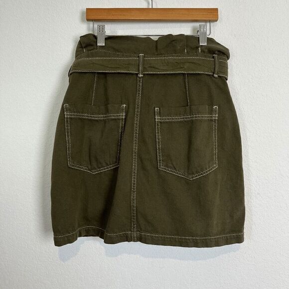 Free People Army Green Splendor In The Grass Paperbag Mini Skirt Women's Size 10 - Picture 3 of 7